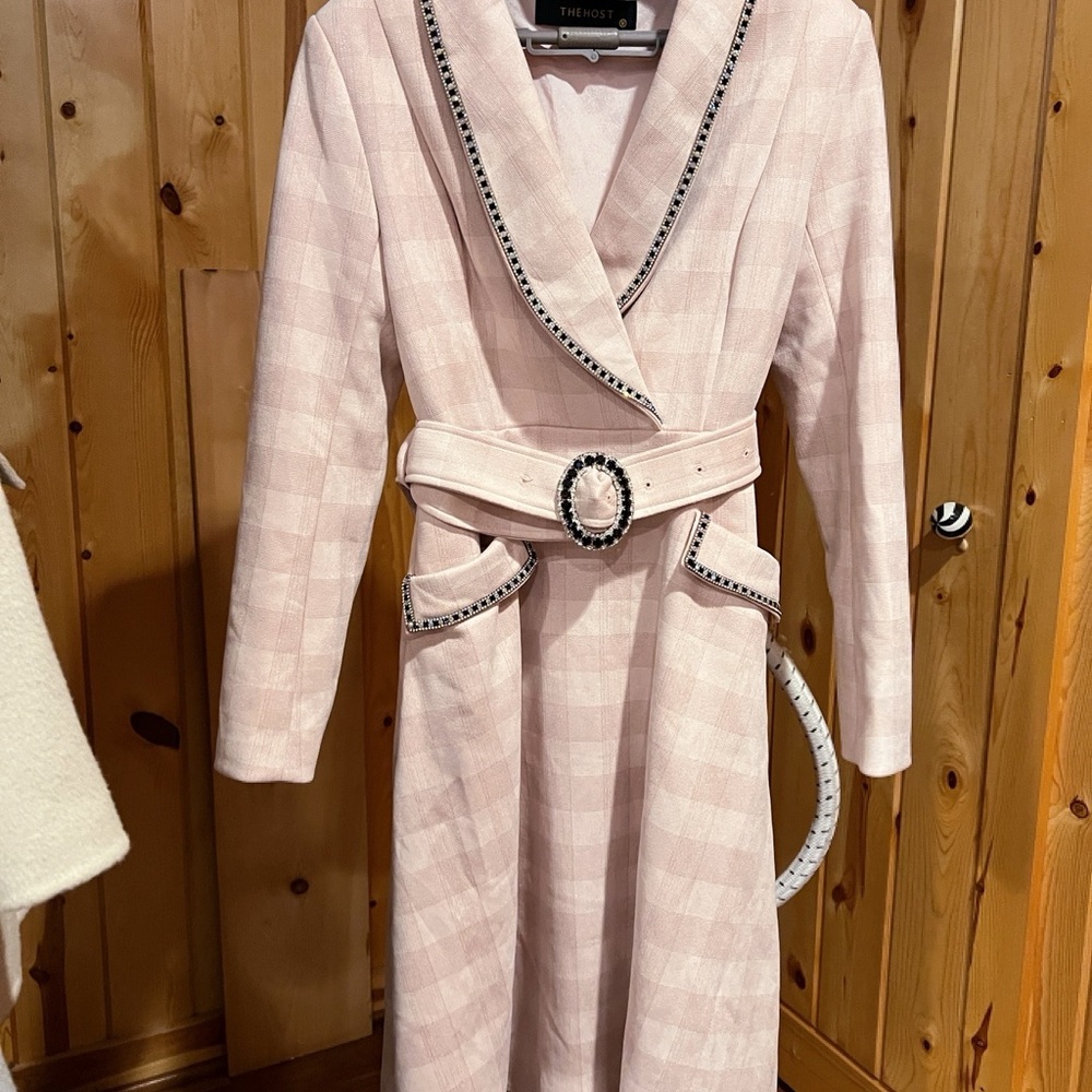 The Host Blush Pink Belted   Microsuede Dress